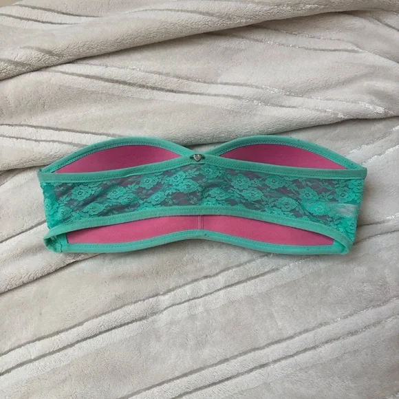 PINK Victoria's Secret Green Lace Bandeau Bra - Picture 4 of 6
